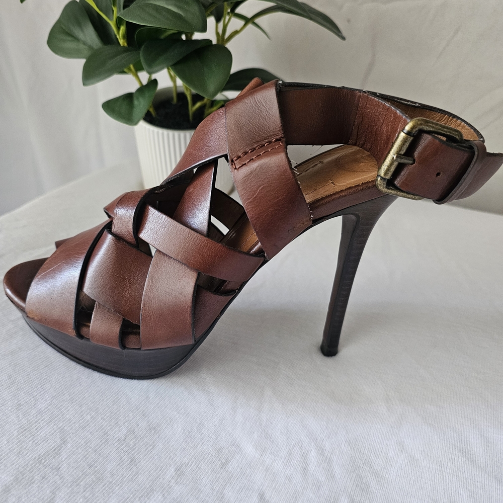 Zara Collection 2011 Elegant Brown Strappy Heels Size 37 - Picture 2 of 8